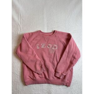Izod Pink Pullover‎ Long Sleeve Pullover Sweatshirt Women's Medium Spell Out *